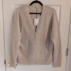 NEW WITH TAGS Aritzia Cashmere Cardigan, S, Speckled Oat Beige